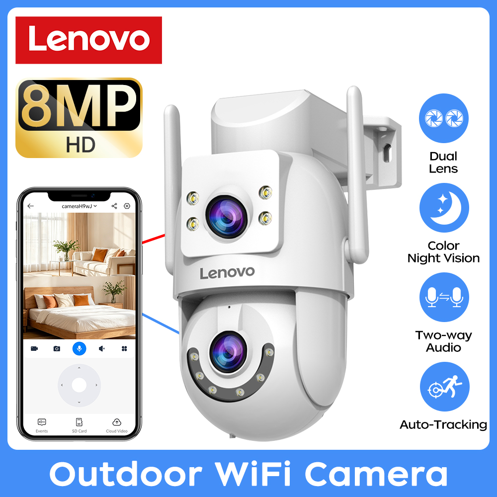 Home Security Kamera - Lenovo 8MP Outdoor Surveillance Camera 5G