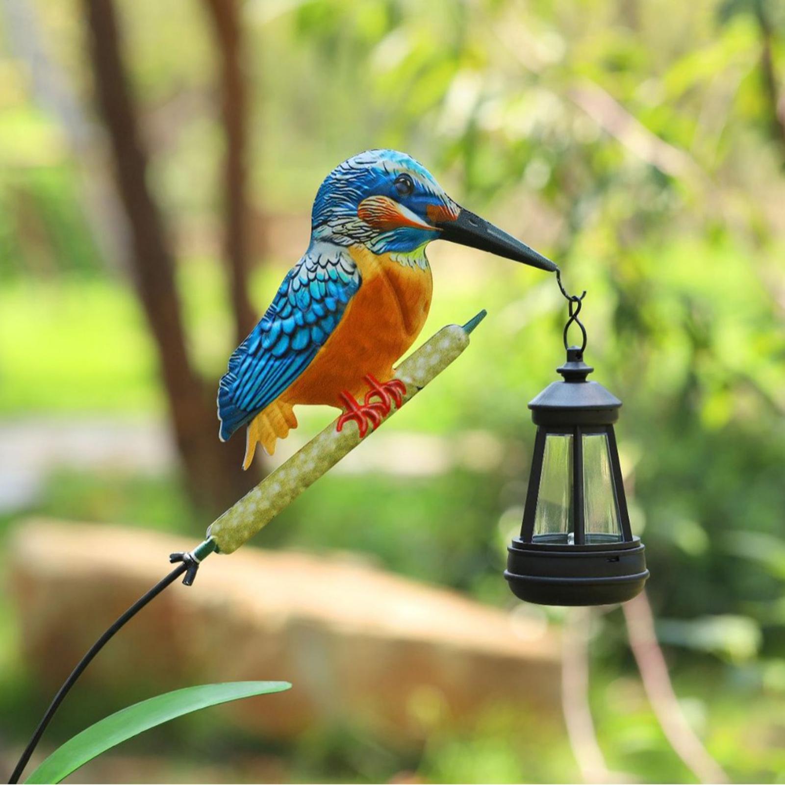 Home Security Yard Sign - Solar Powered Kingfisher Light Garden Statue