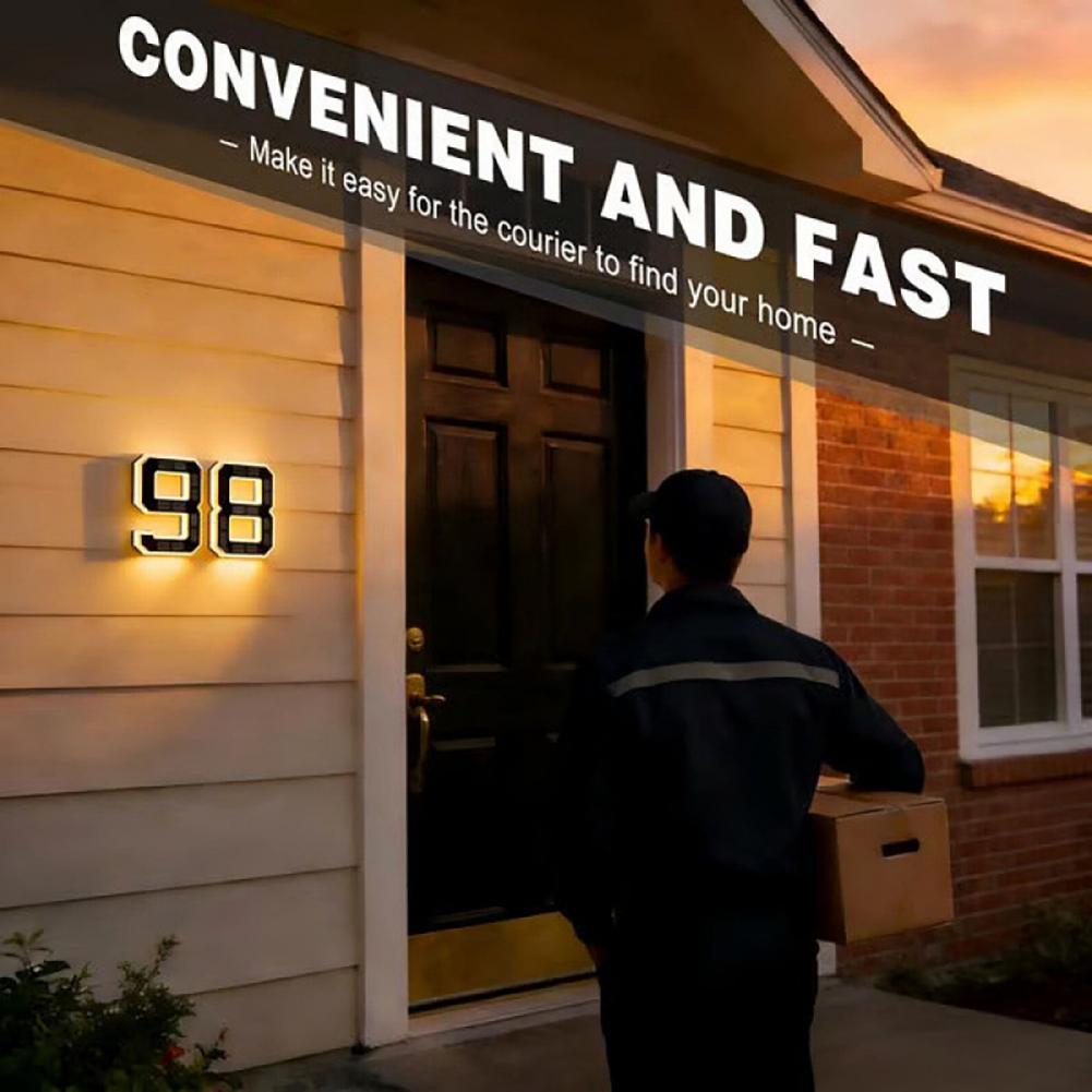 Home Security Number - Solar Powered House Number Sign with