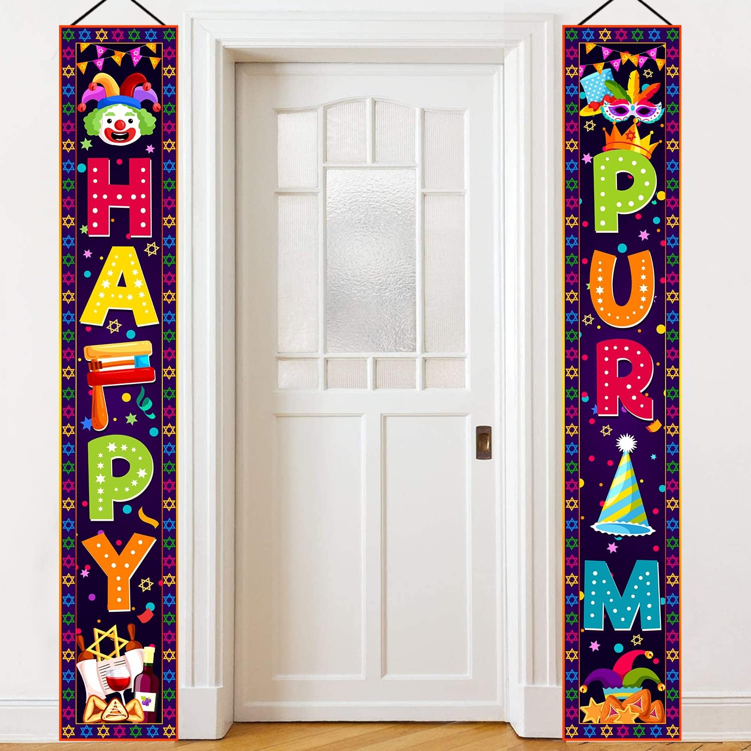 Home Security Yard Sign - Happy Purim Decorations Porch Sign Banner
