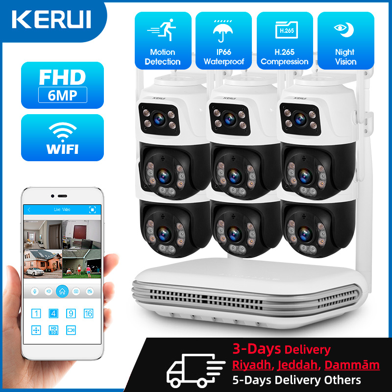Home Security Video Cameras - KERUI Waterproof 6MP HD Wireless Dual