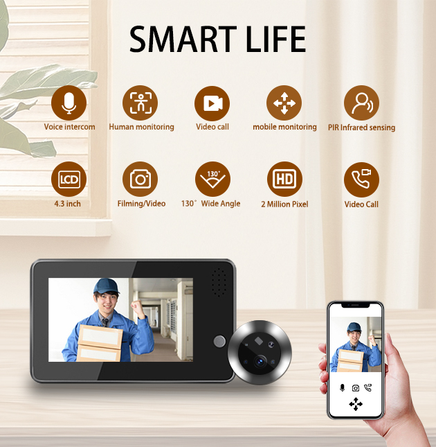 Home Security Video Cameras - 4.3inch Tuya Smartlife WiFi Doorbell Visual