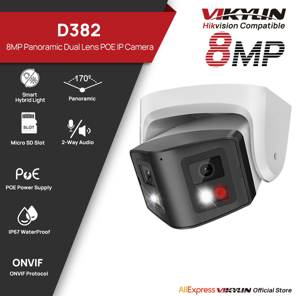 Vikylin 8MP Panoramic Dual Lig - Home Security System Hikvision ulasan dan harga