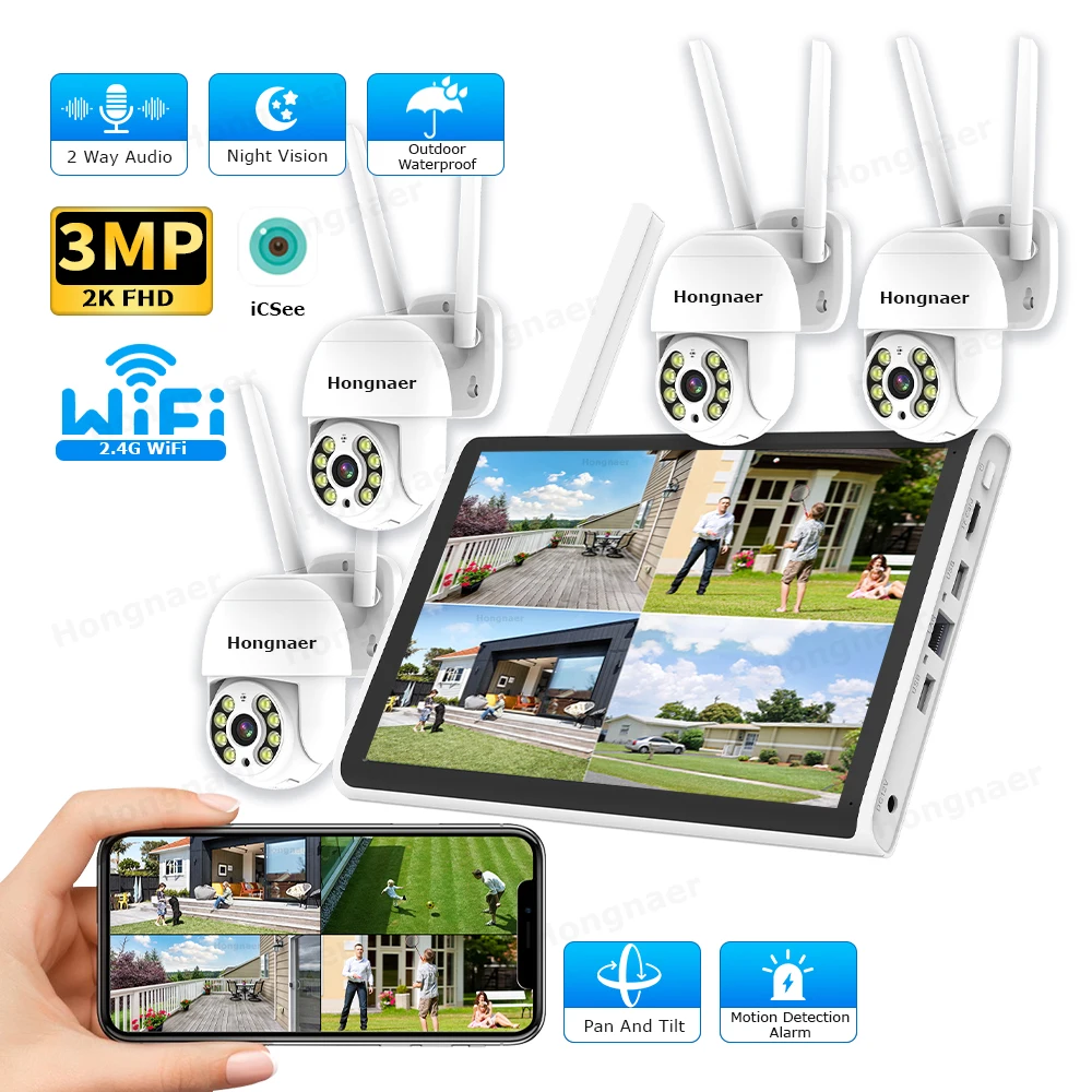 2026 Hongnaer 3MP 4 Channel Wi - Home Security Video Cameras ulasan dan harga