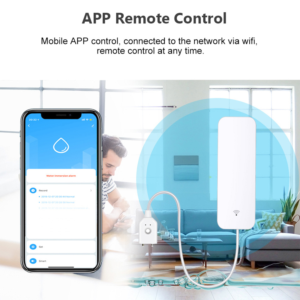 Tuya WiFi Water Leak Sensor, W - Home Security Gadgets ulasan dan harga