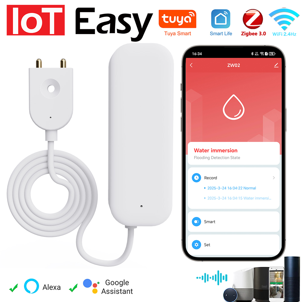 Tuya WiFi ZigBee Water Sensor  - Home Security Gadgets ulasan dan harga