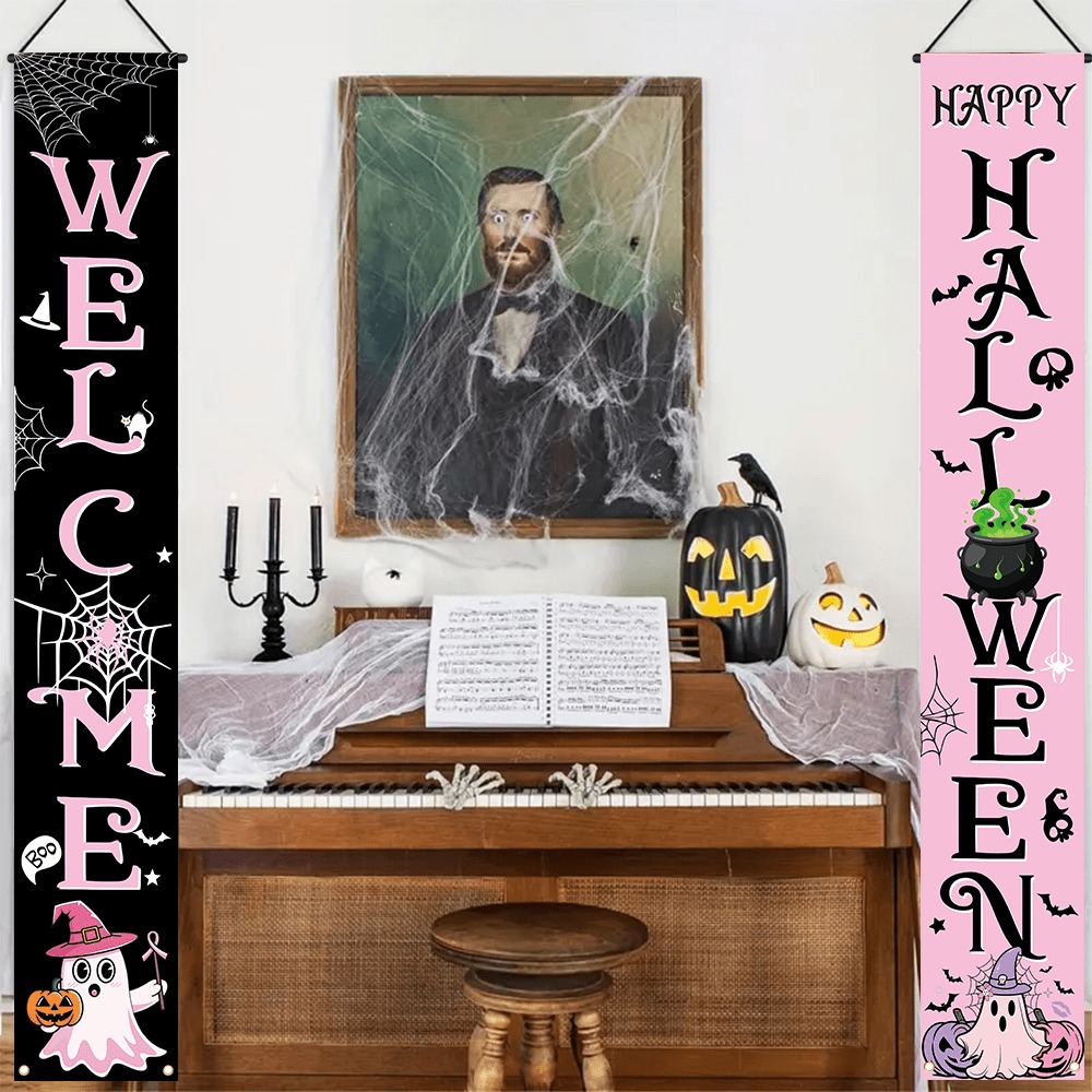 Pink Black Halloween Porch Ban - Home Security Yard Sign ulasan dan harga